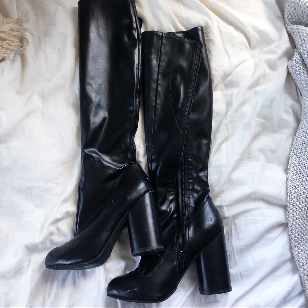 Jeffery Campbell Knee High Black Heeled Boots